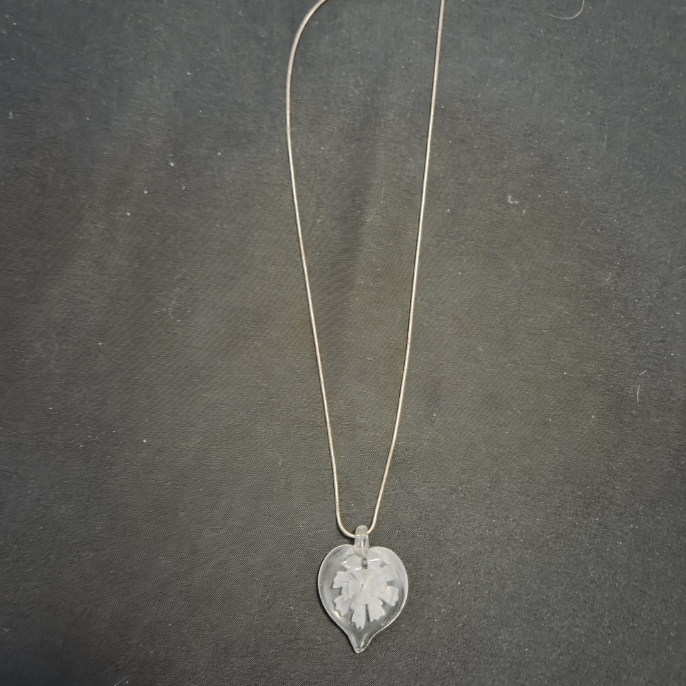 Murano Silver Leaf Pendant Necklace